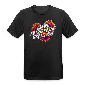 Lgbt Liebe Statement Beziehung Herz Regenbogen - Männer T-Shirt atmungsaktiv - Schwarz - Vorne - AI Model Male 178 light (178cm)