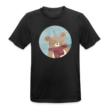 zuckersüßer goldiger Bär im Winter wenn es schneit - Männer T-Shirt atmungsaktiv - Schwarz - Vorne - AI Model Male 178 light (178cm)