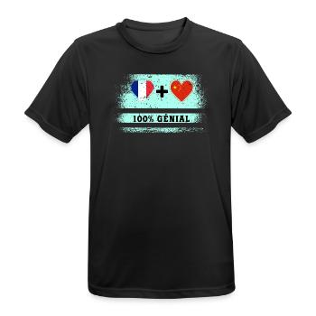 Drapeau France et Chine 100% génial - T-shirt respirant Homme - noir - Devant - AI Model Male 178 light (178cm)