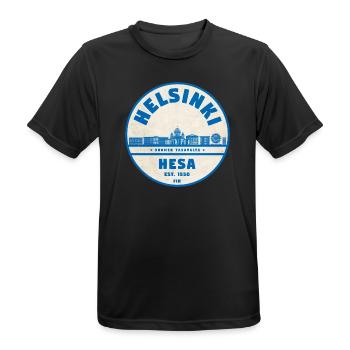 Helsinki Skyline Emblem 1550 - Männer T-Shirt atmungsaktiv - Schwarz - Vorne - AI Model Male 178 light (178cm)