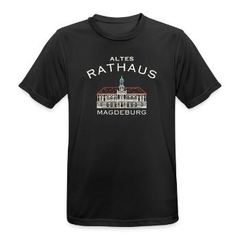 Magdeburg Altes Rathaus, Sachsen-Anhalt - Männer T-Shirt atmungsaktiv - Schwarz - Vorne - AI Model Male 178 light (178cm)