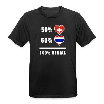 Thailand und Schweiz 100% Genial Flagge - Männer T-Shirt atmungsaktiv - Schwarz - Vorne - AI Model Male 178 light (178cm)