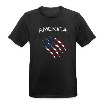 United States of America, USA, America  - Männer T-Shirt atmungsaktiv - Schwarz - Vorne - AI Model Male 178 light (178cm)