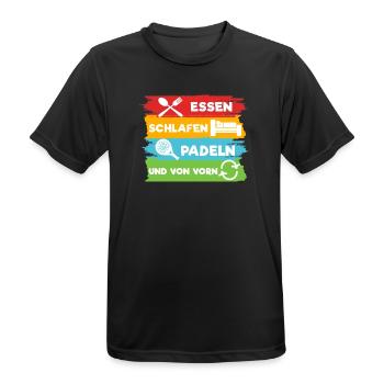 Spieler Statement Padel-Tennis Schläger Turnier - Männer T-Shirt atmungsaktiv - Schwarz - Vorne - AI Model Male 178 light (178cm)