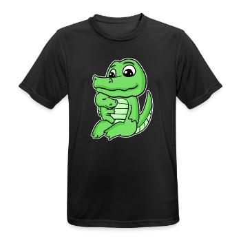 Famille Crocodile - Crocodile avec bébé - T-shirt respirant Homme - noir - Devant - AI Model Male 178 light (178cm)