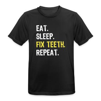 Eat Sleep Fix Teeth Repeat Dentist Shirt - Men's Breathable T-Shirt - black - Front - AI Model Male 178 light (178cm)