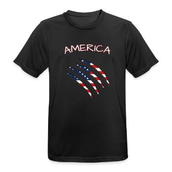 America, Claws, Cuts, Amerika, USA, American Flag  - Männer T-Shirt atmungsaktiv - Schwarz - Vorne - AI Model Male 178 light (178cm)