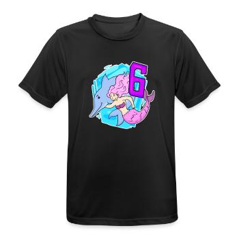 Girl - 6th Birthday Mermaid - Daughter - Men's Breathable T-Shirt - black - Front - AI Model Male 178 light (178cm)