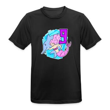 Girl - 9th Birthday Mermaid - Daughter - Men's Breathable T-Shirt - black - Front - AI Model Male 178 light (178cm)