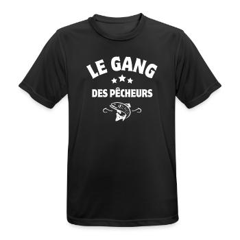 pêcheur, fan de pêche, canne à pêche - T-shirt respirant Homme - noir - Devant - AI Model Male 178 light (178cm)