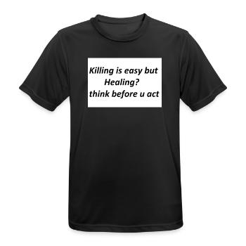 Denk nach, bevor du handelst Heilung statt Gewalt - Männer T-Shirt atmungsaktiv - Schwarz - Vorne - AI Model Male 178 light (178cm)