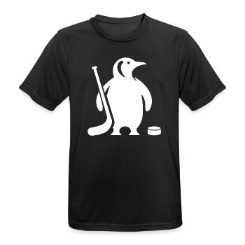 Minimalistische Pinguin Eishockey Silhouette - Männer T-Shirt atmungsaktiv - Schwarz - Vorne - AI Model Male 178 light (178cm)