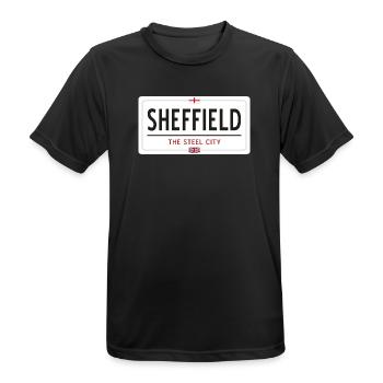 Ortsschild Sheffield - Männer T-Shirt atmungsaktiv - Schwarz - Vorne - AI Model Male 178 light (178cm)