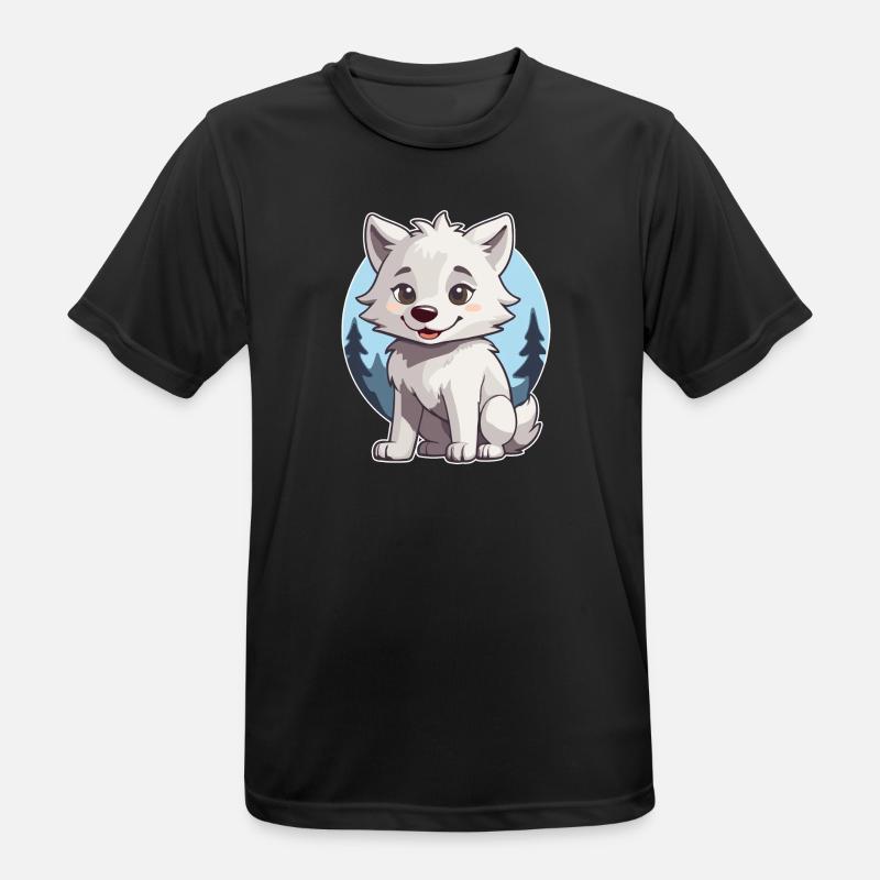 Niedlicher Wolf oder Hund Husky - Männer T-Shirt atmungsaktiv - Schwarz