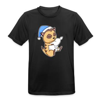 Meerkat with pillow and sleepy cap - Men's Breathable T-Shirt - black - Front - AI Model Male 178 light (178cm)