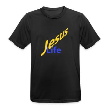 Jesus Life - Männer T-Shirt atmungsaktiv - Schwarz - Vorne - AI Model Male 178 light (178cm)