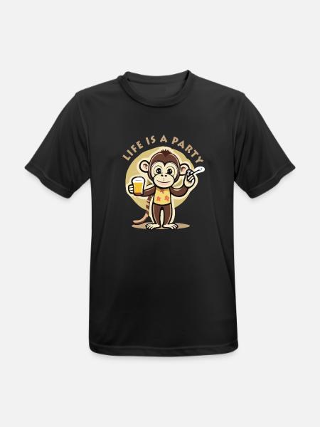 Life is a party affe - Männer T-Shirt atmungsaktiv - Schwarz