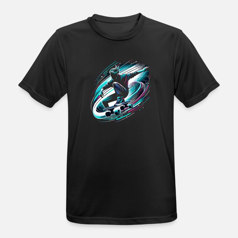 Longboarder auf Skateboard oder Longboard - Männer T-Shirt atmungsaktiv - Schwarz