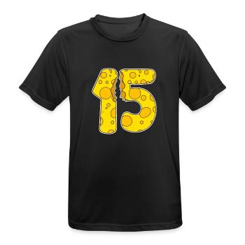 15 ans de Funny Cheese - T-shirt respirant Homme - noir - Devant - AI Model Male 178 light (178cm)