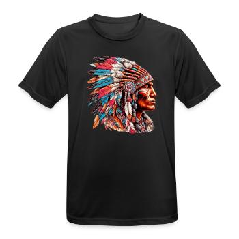 Amérindien Peau rouge d’Amérique - T-shirt respirant Homme - noir - Devant - AI Model Male 178 light (178cm)
