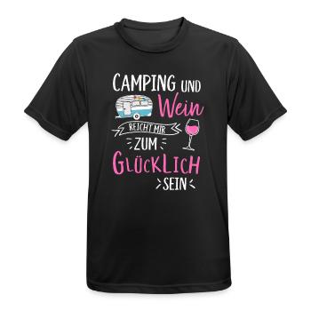 Camping und Wein Wohnwagen Camper Campingplatz - Männer T-Shirt atmungsaktiv - Schwarz - Vorne - AI Model Male 178 light (178cm)