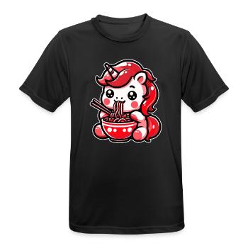 Japonais Kawaii Licorne Ramen Cuisine Asiatique - T-shirt respirant Homme - noir - Devant - AI Model Male 178 light (178cm)