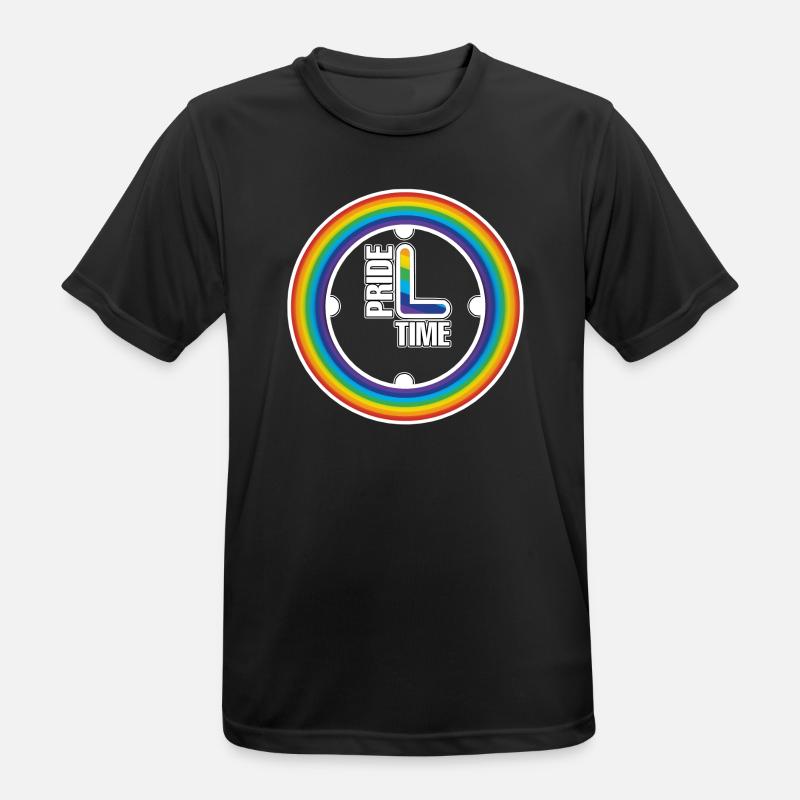 Rainbow Pride Ring Clock - Men's Breathable T-Shirt - black