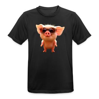 Pig Domestic Pig Pig Piglet Piggy - Men's Breathable T-Shirt - black - Front - AI Model Male 178 light (178cm)