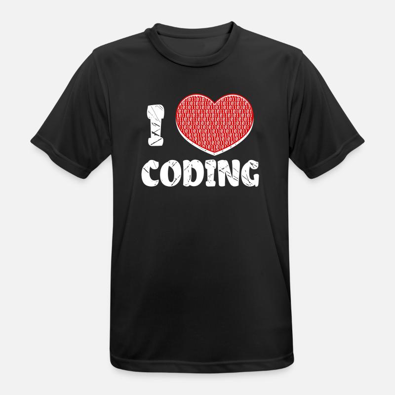 Developer Herz Coden Statement Programmierer - Männer T-Shirt atmungsaktiv - Schwarz