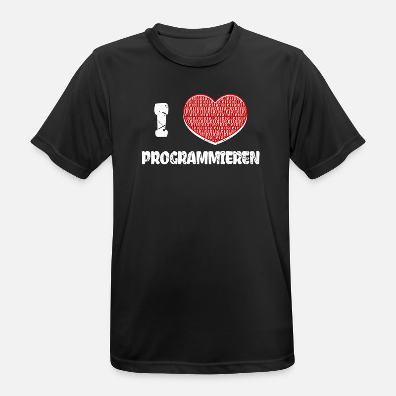 Developer Herz Programmierer Statement Informatik - Männer T-Shirt atmungsaktiv - Schwarz