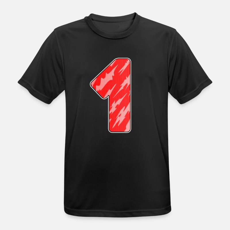 Number 1 Red Pattern - First - Men's Breathable T-Shirt - black