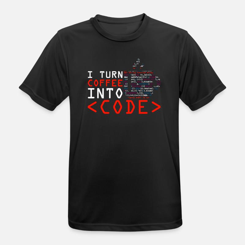 Programmers generate code from coffee - Men's Breathable T-Shirt - black