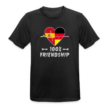 L'Espagne et l'Allemagne : amitié à 100 % - T-shirt respirant Homme - noir - Devant - AI Model Male 178 light (178cm)