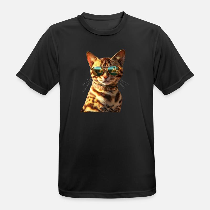 Bengalsk kat Leopard Kat Leopardette Bengalske Katte - Herre T-shirt svedtransporterende - sort