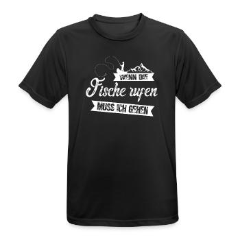 Wenn die Fische rufen muss ich gehen - Männer T-Shirt atmungsaktiv - Schwarz - Vorne - AI Model Male 178 light (178cm)
