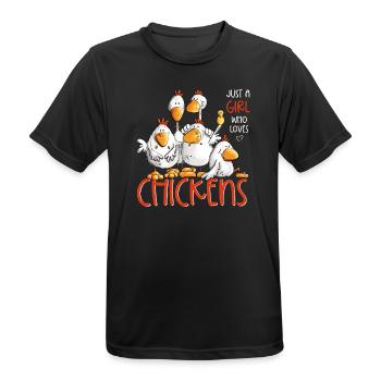 Juste une fille qui aime les poulets Fan de poulets de poulet - T-shirt respirant Homme - noir - Devant - AI Model Male 178 light (178cm)