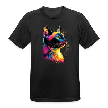 Cat Colorful Rainbow Colors Popart Cat Mom Cats - Men's Breathable T-Shirt - black - Front - AI Model Male 178 light (178cm)