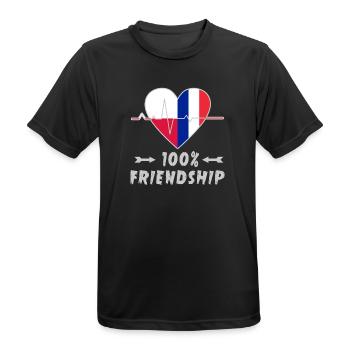100 % amitié entre la Pologne et la France - T-shirt respirant Homme - noir - Devant - AI Model Male 178 light (178cm)
