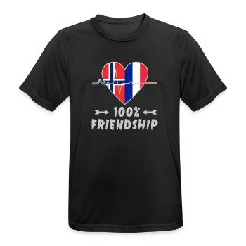 La Norvège et la France, une amitié à 100 % - T-shirt respirant Homme - noir - Devant - AI Model Male 178 light (178cm)