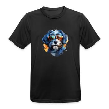 Bolonka Zwetna with sunglasses - Men's Breathable T-Shirt - black - Front - AI Model Male 178 light (178cm)