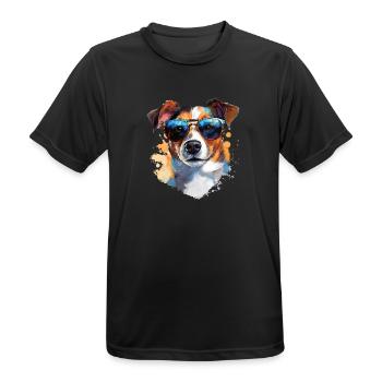 Jack Russell avec lunettes de soleil - T-shirt respirant Homme - noir - Devant - AI Model Male 178 light (178cm)