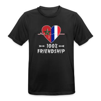 Morocco and France 100% friendship - Men's Breathable T-Shirt - black - Front - AI Model Male 178 light (178cm)