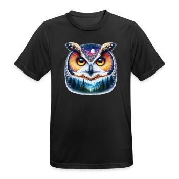 Eule - Männer T-Shirt atmungsaktiv - Schwarz - Vorne - AI Model Male 178 light (178cm)