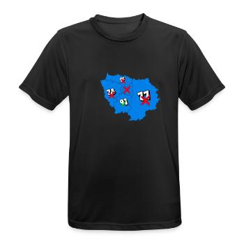 Région île de france - T-shirt respirant Homme - noir - Devant - AI Model Male 178 light (178cm)