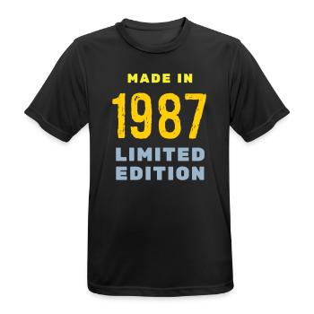 1987 - Männer T-Shirt atmungsaktiv - Schwarz - Vorne - AI Model Male 178 light (178cm)