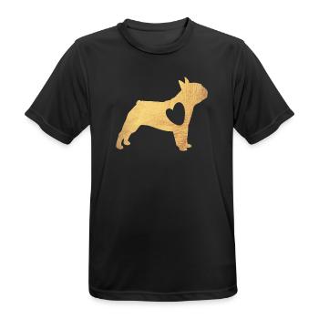 Mops Gold Hund Herz Mopsleben Hundeliebe Fan Gassi - Männer T-Shirt atmungsaktiv - Schwarz - Vorne - AI Model Male 178 light (178cm)
