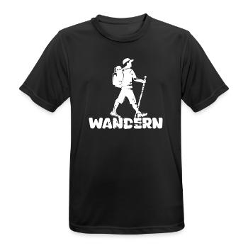 hiking hiker outdoor nature mountains icon logo - Men's Breathable T-Shirt - black - Front - AI Model Male 178 light (178cm)
