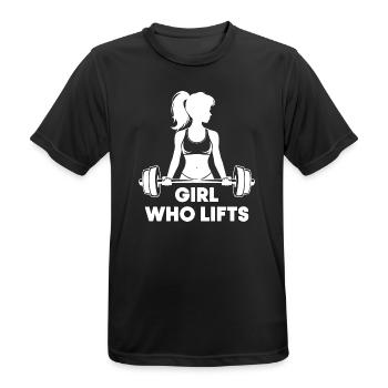 Bodybuilder Gym Girl Barbell Power Beauty - Men's Breathable T-Shirt - black - Front - AI Model Male 178 light (178cm)