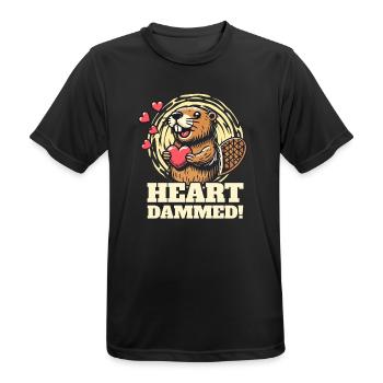 Heart Dammed - Süßes Biber-Design zum Valentinstag - Männer T-Shirt atmungsaktiv - Schwarz - Vorne - AI Model Male 178 light (178cm)