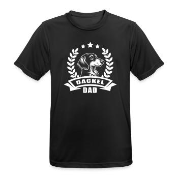 Design « Papa teckel » avec bannière et couronne de blé - T-shirt respirant Homme - noir - Devant - AI Model Male 178 light (178cm)